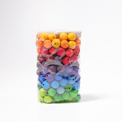 Деревянная шнуровка "Радужные бусы, диаметр 2 см", 180 деталей