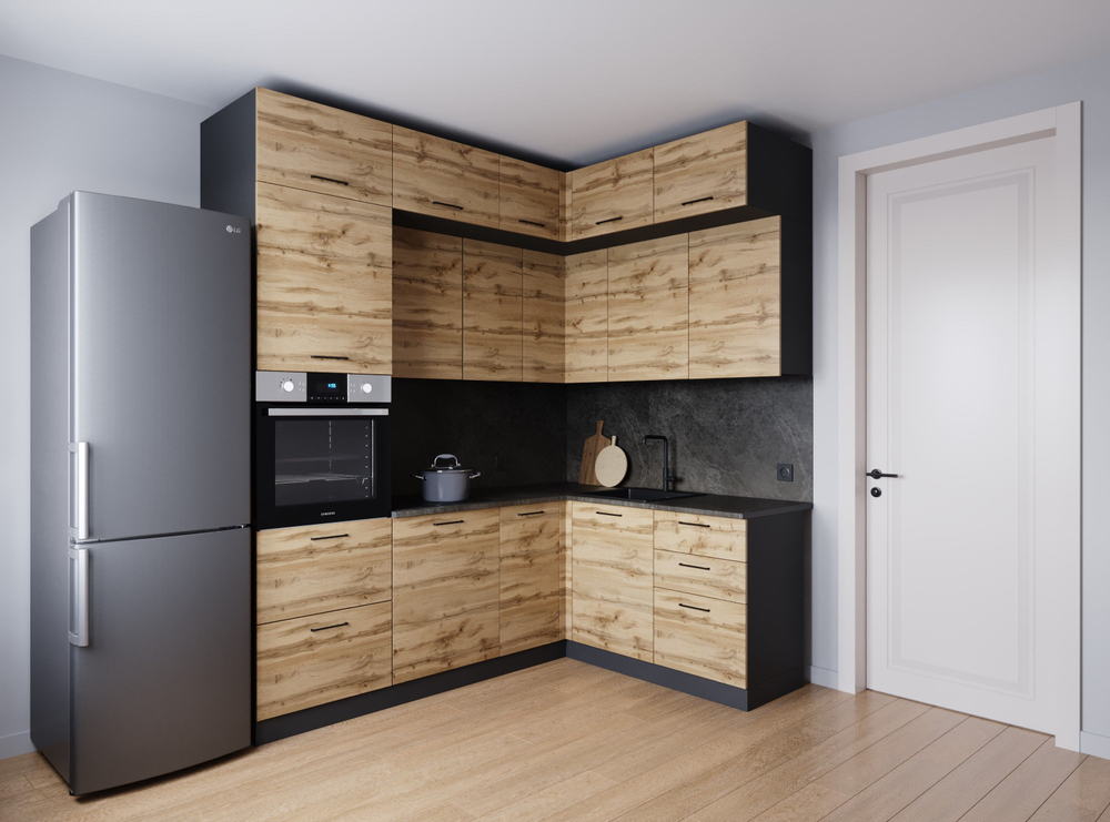 Кухонный гарнитур угловой Крафт 2200х1700 столешница 26мм