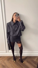 Рубашка в полоску, Серый