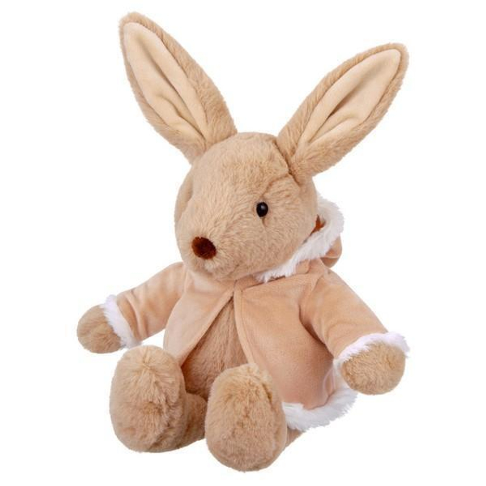 Зайка в меховом пальто с капюшоном 23*12*13см. в пакет (Relana)