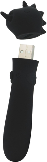 Черная вибропуля Unihorn USB Wild Spirit со стимуляцией язычком (Цвет: черный)