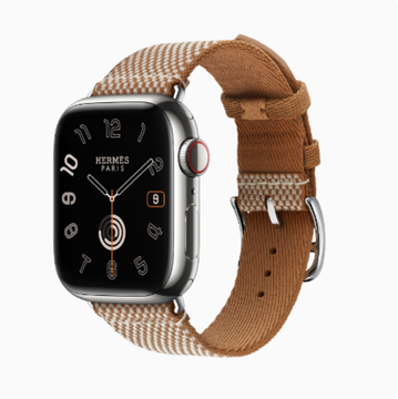 Apple Watch Hermès 41mm Silver Stainless Steel Case with Gold/Ecru Toile H Single Tour