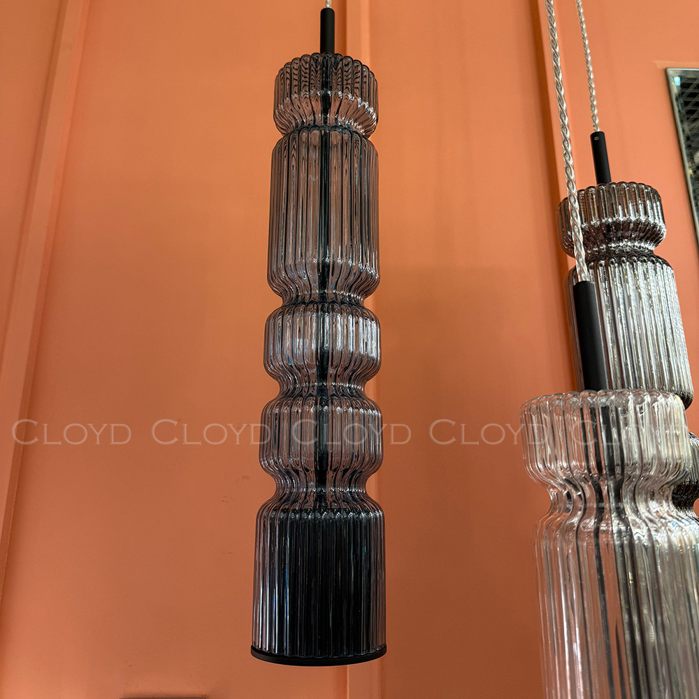 Подвесной светильник Cloyd HOW P1 / выс. 39 см - черный - синее стекло (арт.11604)