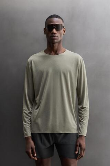 ZARA ЛЕГКАЯ ФУТБОЛКА ДЛЯ БЕГА ИЗ РЕЛЬЕФНОЙ ТКАНИ, ЗЕЛЕНЫЙ МЕЛАНЖ