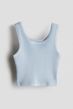 H&M Топ на бретелях в рубчик, светло-голубой