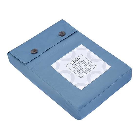 Комплект постельного белья из премиального сатина джинсово-синего цвета из коллекции essential, 200х