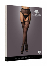 Чулки на поясе Garterbelt Stockings With Lace Top (Размер: S-M-L) (Цвет: черный)