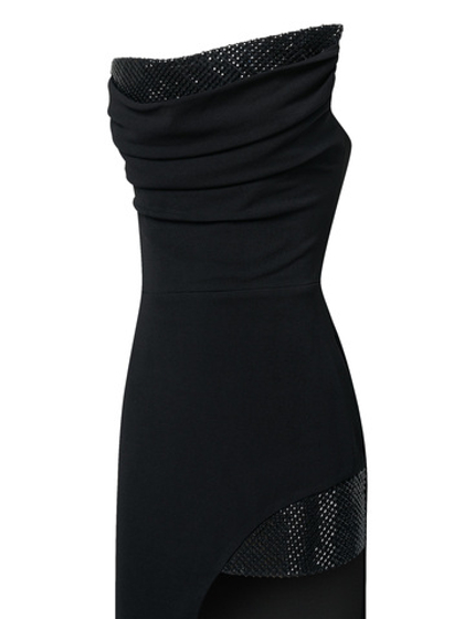 Черное платье с корсетом из страз