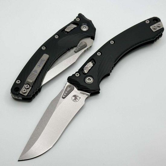 Microtech Amphibian Ram-Lok S/E - нож складной, черн. алюм. рук-ть, стоунвош клинок