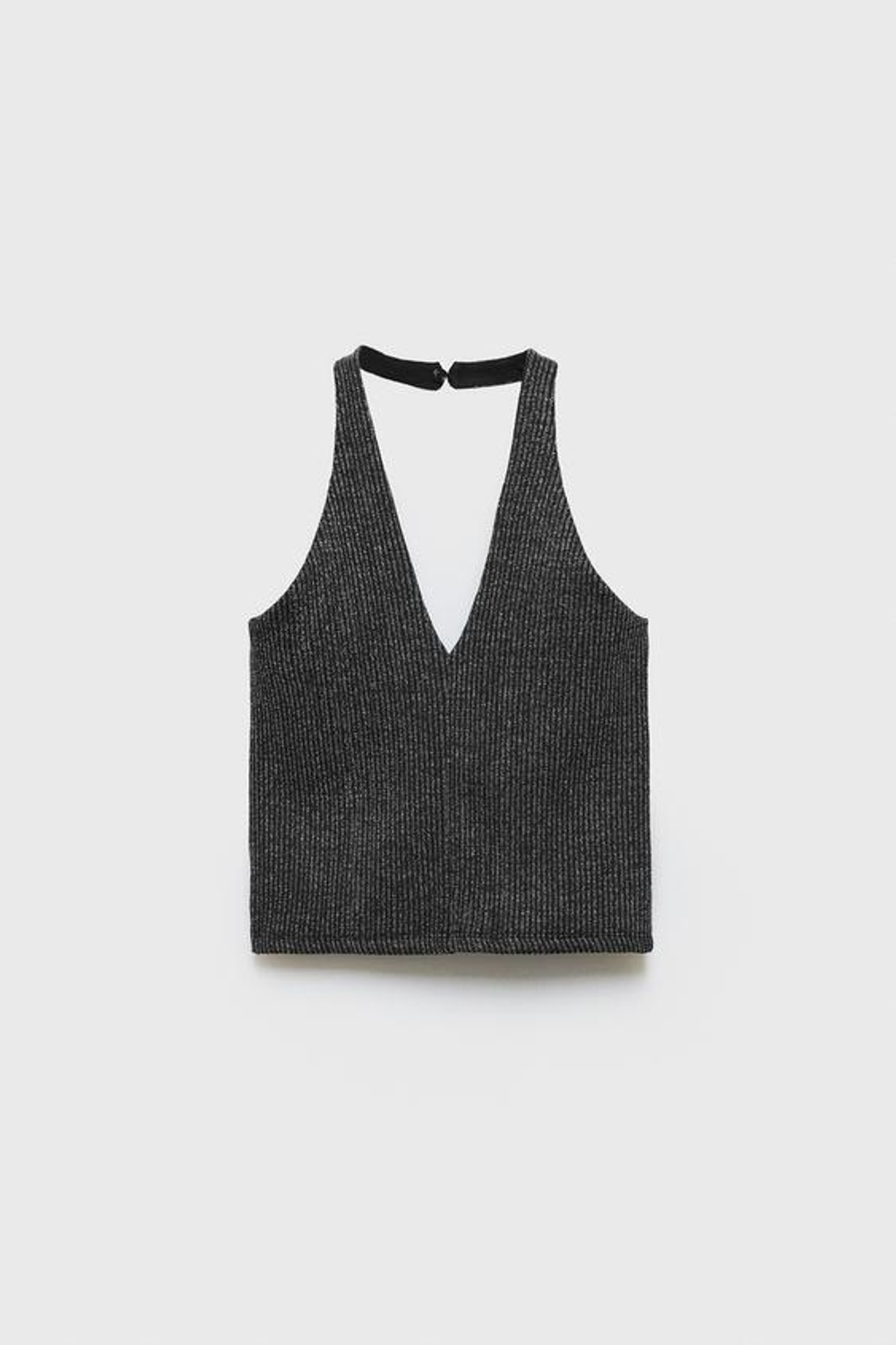 ZARA МЕРЦАЮЩИЙ МЕРЦАЮЩИЙ ТОП С ГОРЛОВИНОЙ ХАЛТЕР, СЕРЕБРЯНЫЙ