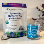 DelighTeas, Ayurvedic Butterfly Pea Flower Bliss, травяной чай, без кофеина, 30 роскошных чайных пакетиков Pyramid, 60 г (2,1 унции)