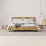 Кровать двуспальная Флеверс 180х200 из массива дуба с основанием, на металлических ножках в стиле лофт