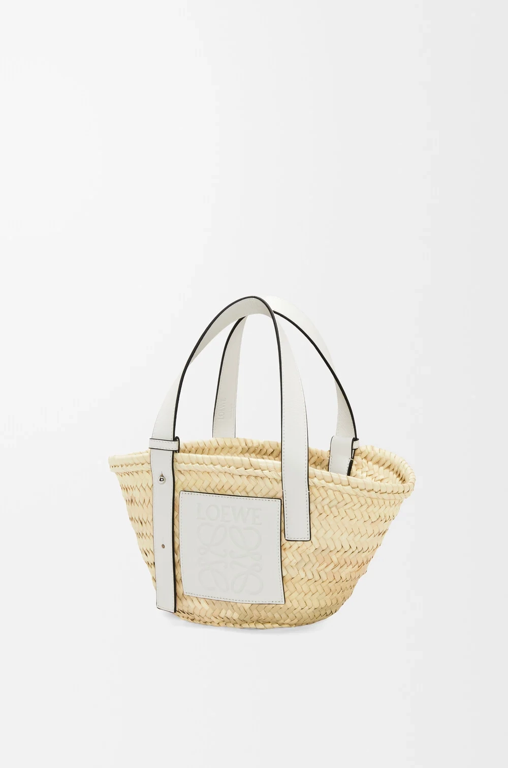 Loewe Небольшая сумка-корзинка из пальмовых листьев и телячьей кожи, натуральный