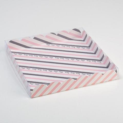 Коробка для кондитерских изделий с PVC-крышкой "Котики", 21*21*3 см