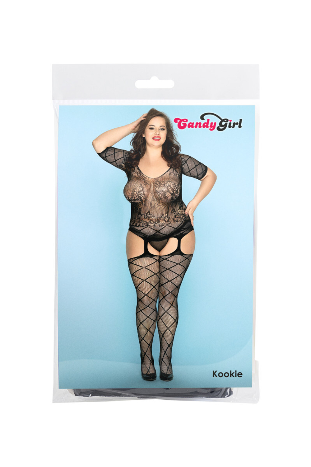 Костюм-сетка и стринги Candy Girl Kookie черные, 2XL