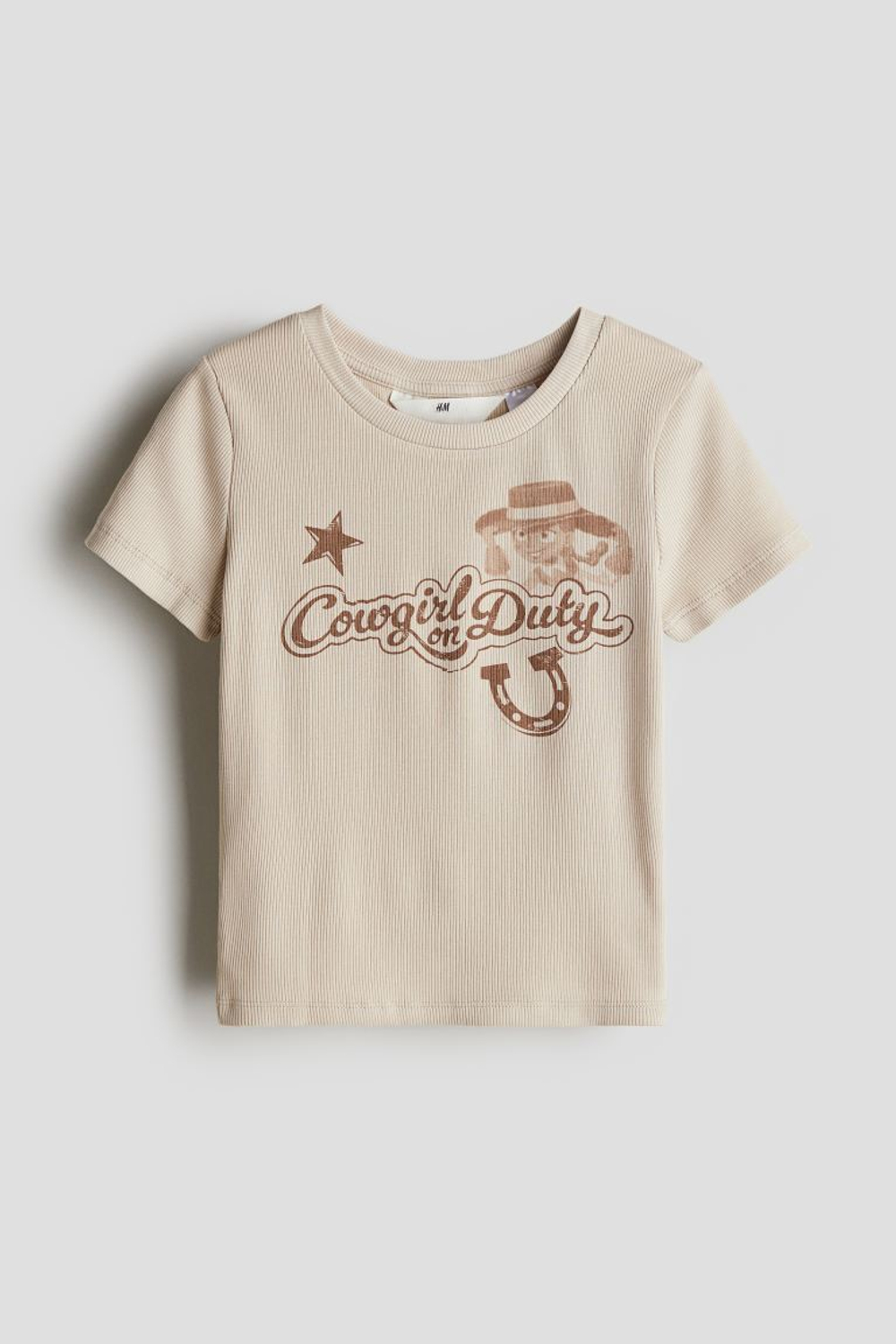 H&M Футболка с принтом, бежевый