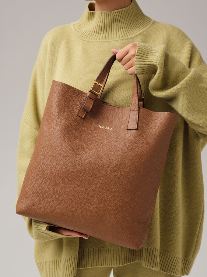 Кожаная сумка шоппер Deboro 30954 орех