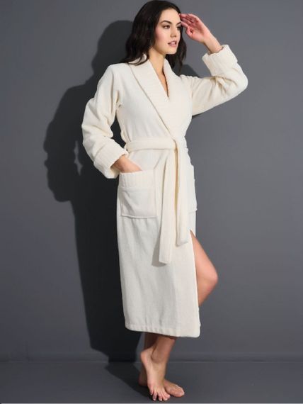 Халат женский махровый 4195 кремовый NUSA Турция