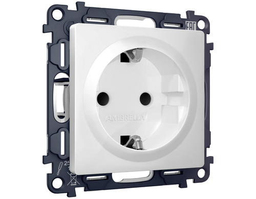 MA127010 Комплект механизма электрической розетки ALFA Белый матовый с/з с шторками QUANT (AP1270, VM141)