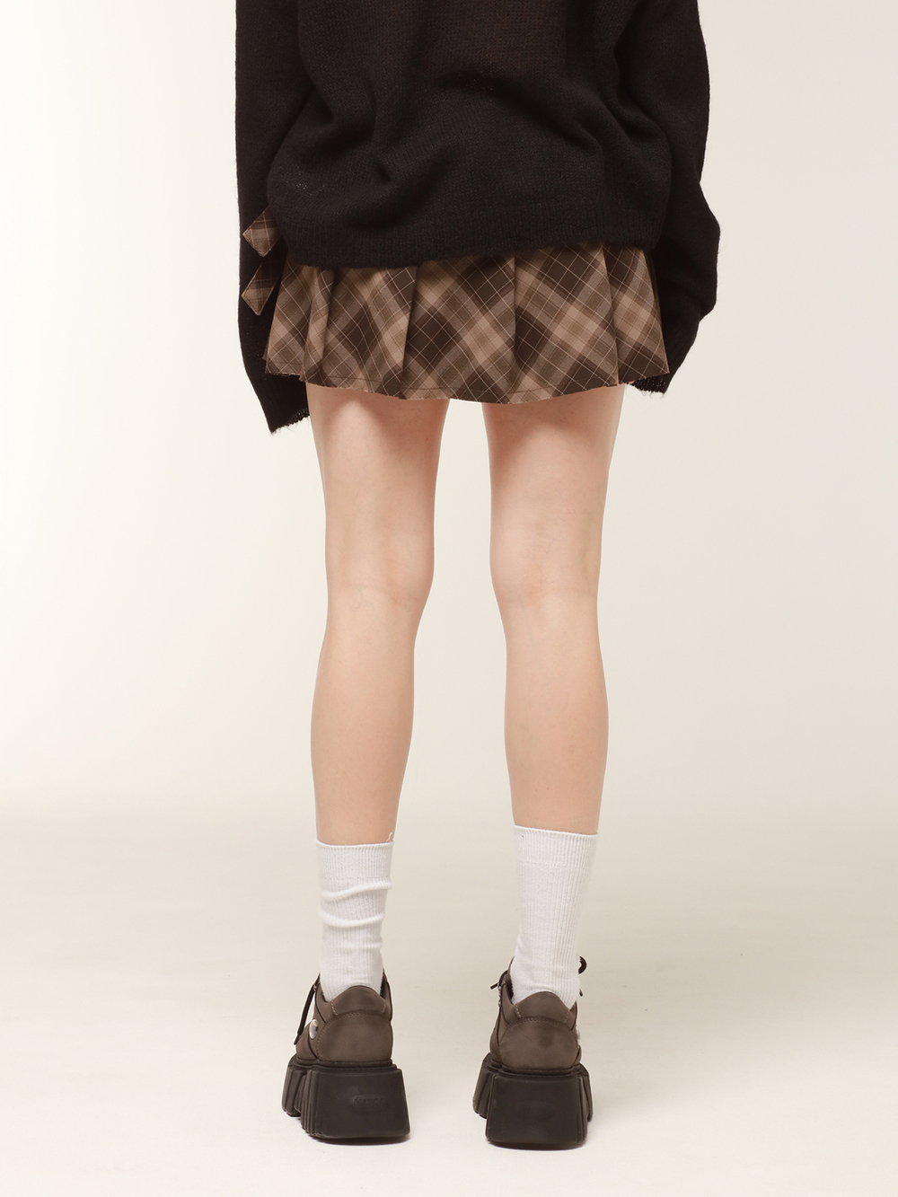 Юбка Brown Plaid Pleated Mini Skirt