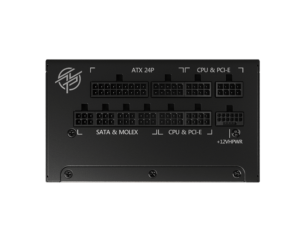 Блок питания MSI 1000W, MPG A1000G PCIE5, Full Modular, ATX, 80+ GOLD, КПД >90%, Fan 135mm, Черный