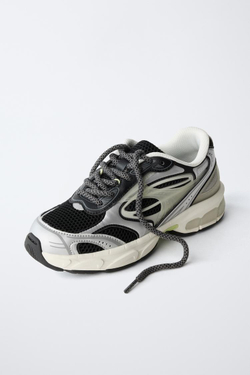 ZARA СПОРТИВНЫЕ КРОССОВКИ ИЗ СЕТЧАТОЙ ТКАНИ, ЧЕРНЫЙ