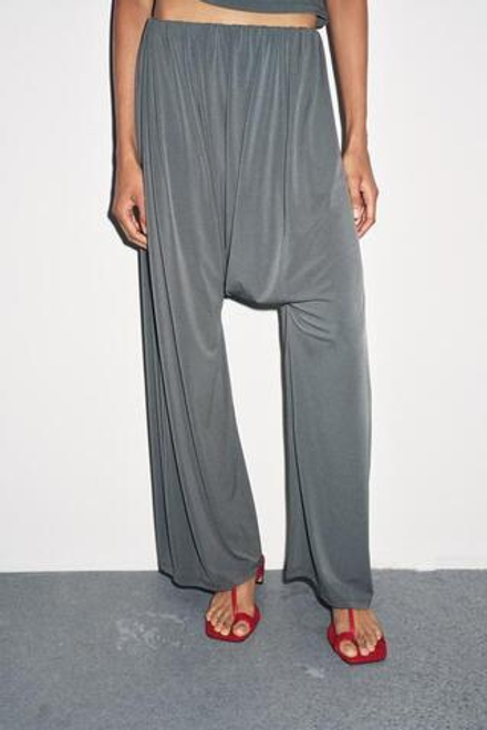 ZARA БРЮКИ ИЗ КРЕПА, АНТРАЦИТОВО-СЕРЫЙ