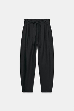 ZARA БРЮКИ PAPERBAG С РЕМНЕМ, ЦВЕТ НОЧНОГО НЕБА