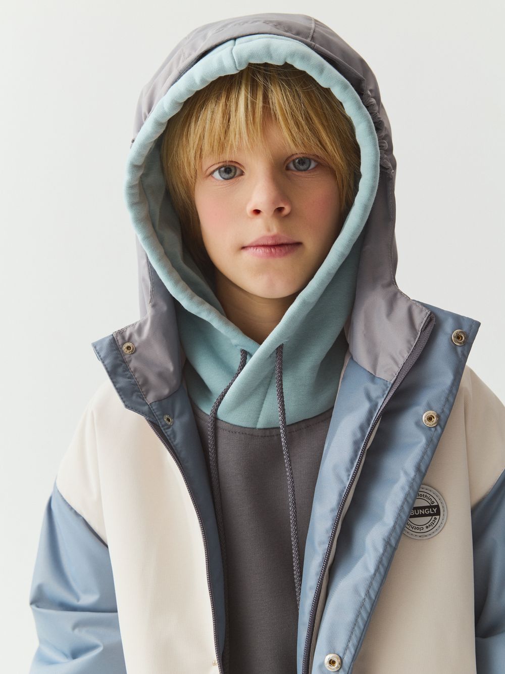 Худи колор блок "Графит/Турмалин" утепленное 7+