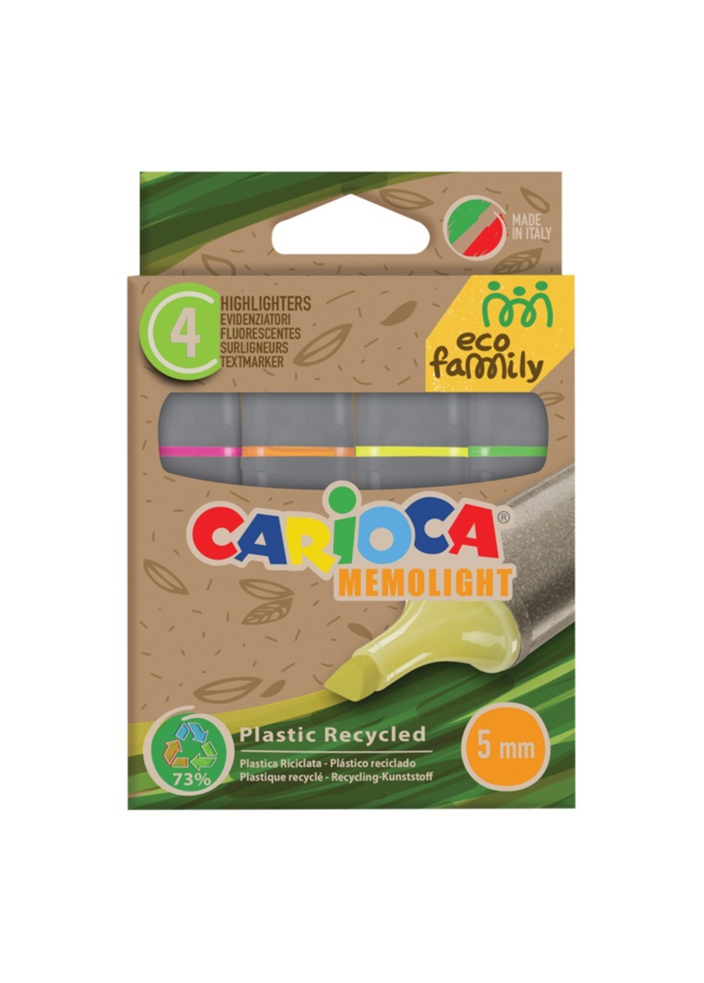 Маркер текст. 4 цв. Carioca EcoFamily скош. пиш. нак. 1-5мм 43098