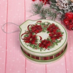 Банка жестяная 200мл 11,2*12,2*4см «Рождественский венок» двухсторонняя