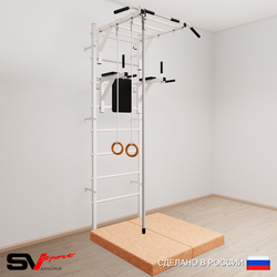 Шведская стенка Sv Sport усиленная 6444 (Турник рукоход/Брусья/Канат/Кольца/Мат 1м)