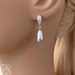 LEFIREL' Серьги серебряные женские "Амина" с жемчугом Swarovski / ювелирные украшения из родированного серебра 925