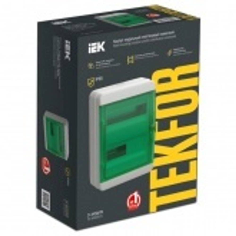 Щит накладной пластиковый TEKFOR КМПн-24 24м серый зеленая прозрачная дверь IP65 IEK (01-03-022) TF5-KP72-N-24-65-K03-K06