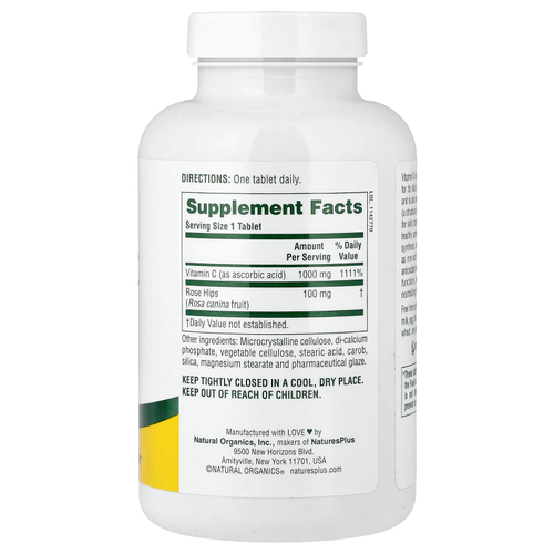NaturesPlus, витамин C с шиповником, высокая эффективность, 180 таблеток