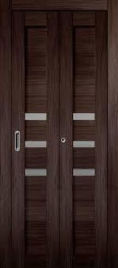 Дверь Складная экошпон Темпо 15 ПО белый 3D 400*2000 (черное стек)