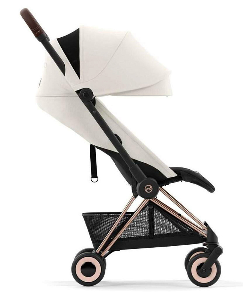 Прогулочная коляска Cybex Coya Off White с дождевиком и бампером/Rosegold 522005605