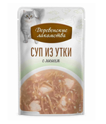 Лакомство "Суп из утки с лососем", для кошек, 35г х 4 шт. Деревенские лакомства