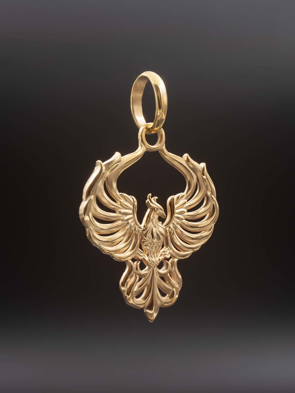 Подвеска птица феникс из серебра с позолотой