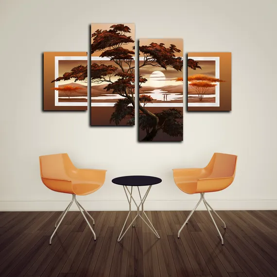 Модульная картина "Закат над Африкой"