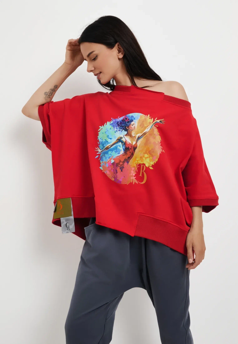 Футболка Летучая мышь принт красный