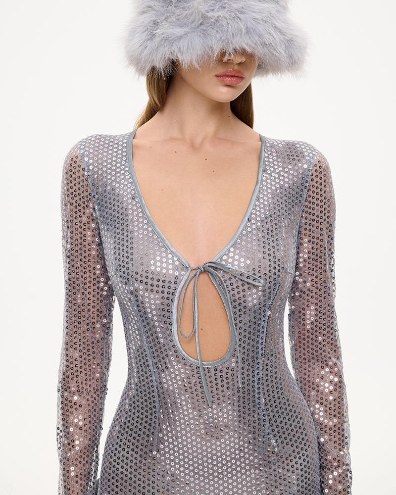Платье миди из пайеток