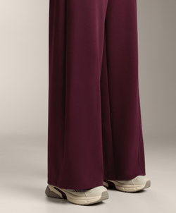 OYSHO Брюки пике с очень высокой посадкой из хлопка, темно-бордовый