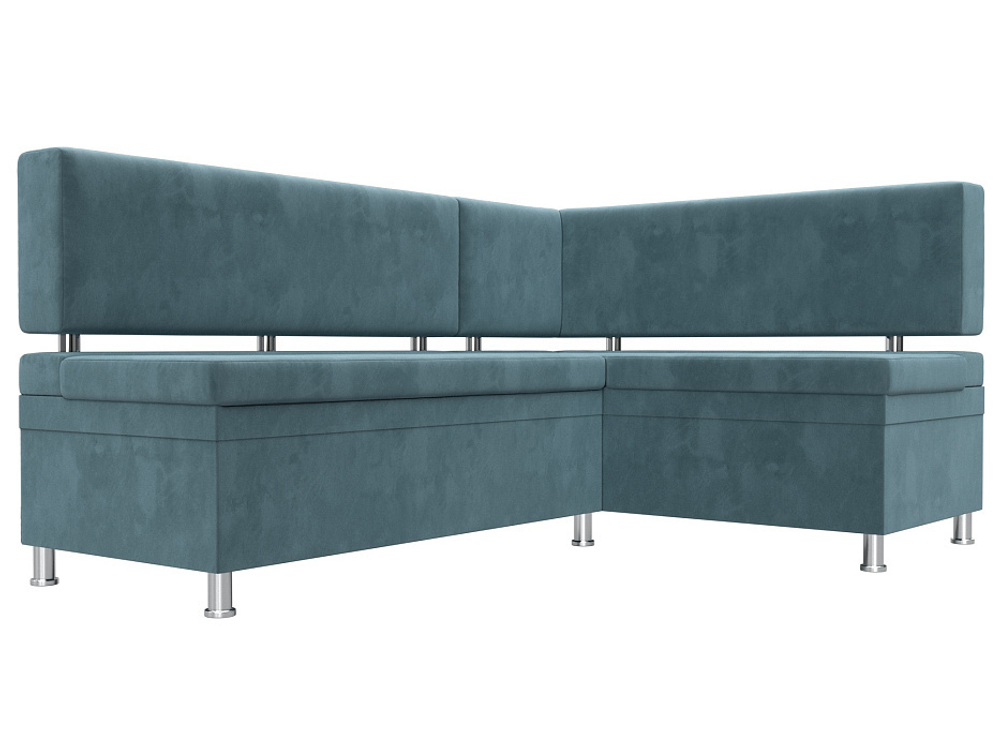 Диван кухонный угловой Стайл правый угол, Бирюзовый, Велюр, 111656
