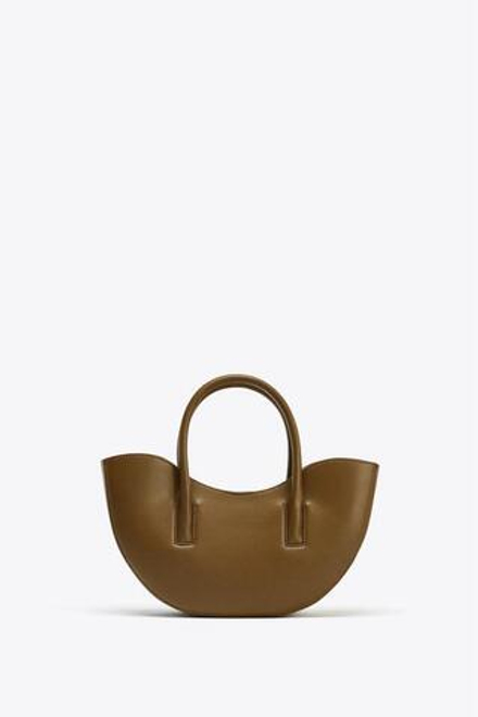 ZARA МИНИ-СУМКА-ШОПЕР ОВАЛЬНОЙ ФОРМЫ, ЗЕЛЕНЫЙ