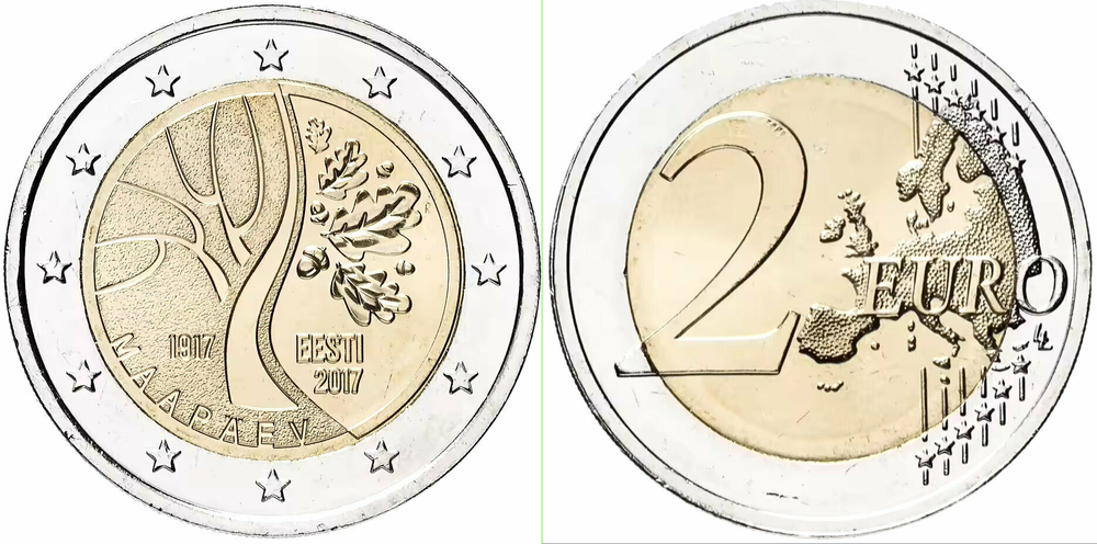 Эстония 2 евро, 2017 Путь к независимости XF