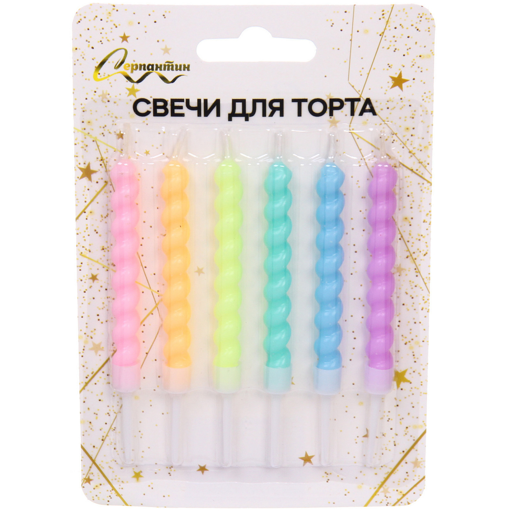 Свечи в торт «Праздничные краски» 6 шт. 10 см