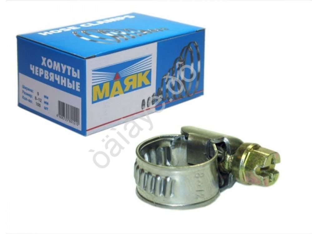 Хомут  08-12 мм (9мм) "Маяк" стальной (100/2000) 0812