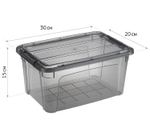 Ящик для хранения с замками КИП 5,7 л 300x200x150 чёрный прозрачный