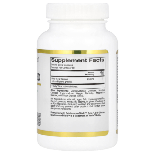 California Gold Nutrition, бета-глюкан из водорослей 1,3D, 120 вегетарианских капсул (125 мг в каждой капсуле)